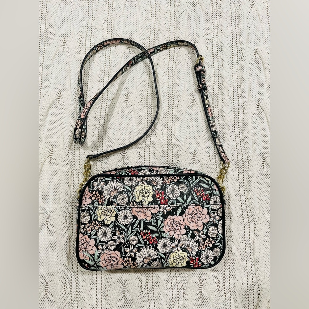 Karl Lagerfeld Floral Crossbody Bag Black Bow Gold Hardware - Picture 2 of 5